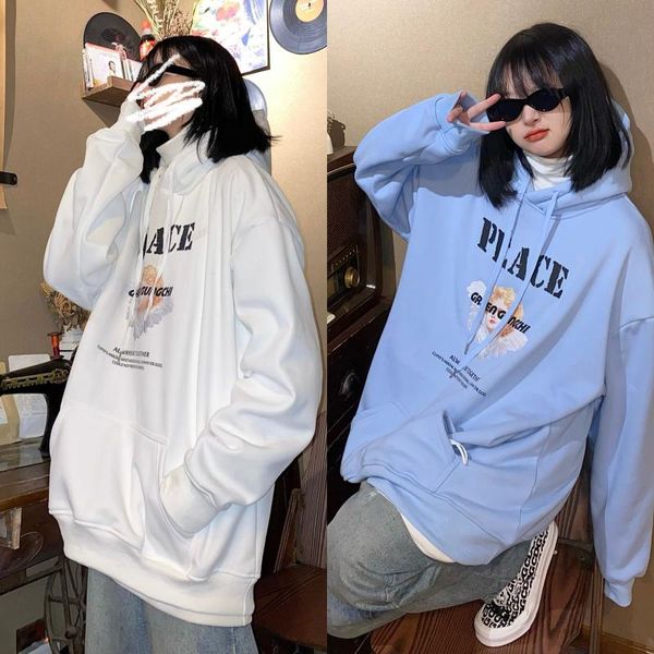 women's blouses & shirts jessic takeoff curry man angel hooded sweater loose hedging plus velvet autumn and winter street tide ins men, White
women's blouses & shirts jessic takeoff curry man angel hooded sweater loose hedging plus velvet autumn and winter street tide ins men, White