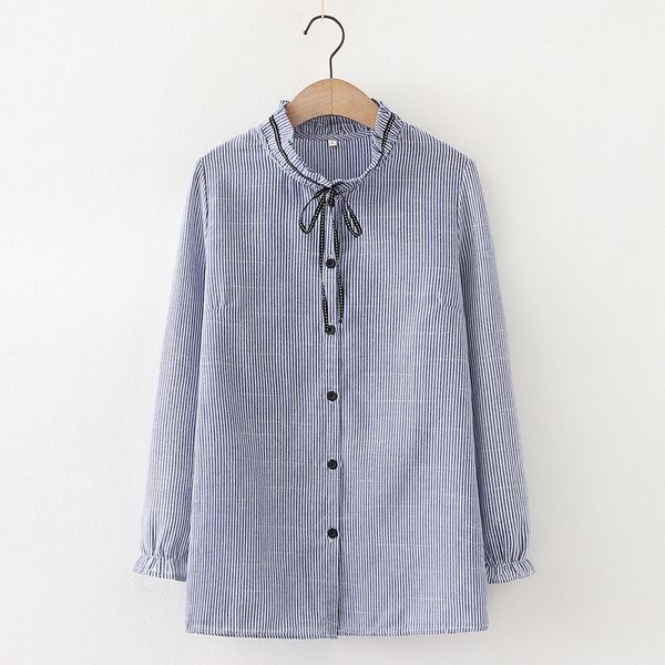 hsa ruffle stand-up collar ribbon women blouses long sleeve female kawaii striped blous elegant sweet button shirt 210417, White
hsa ruffle stand-up collar ribbon women blouses long sleeve female kawaii striped blous elegant sweet button shirt 210417, White