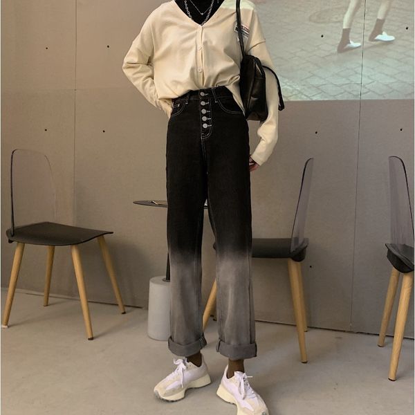 jeans 2021 spring net red fashionable high waist women's gradient straight pants loose wide leg, Blue
jeans 2021 spring net red fashionable high waist women's gradient straight pants loose wide leg, Blue