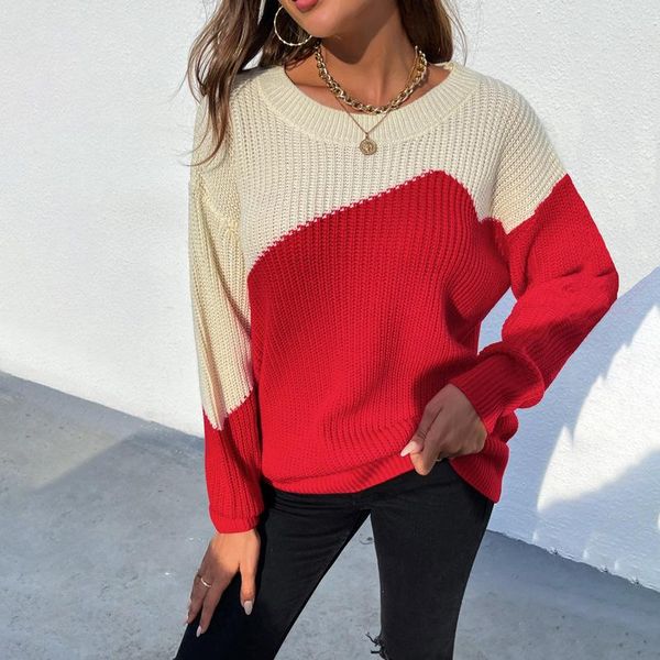 women's sweaters fall/winter pullover loose contrast color round neck stitching sweater casual qn*, White;black
women's sweaters fall/winter pullover loose contrast color round neck stitching sweater casual qn*, White;black