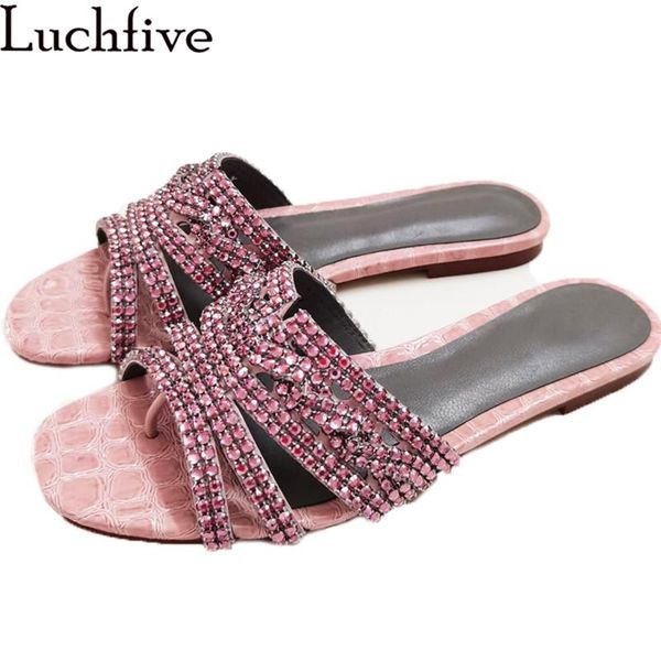 women crystal slippers bling luxurious pink rhinestone outdoors open toe brand mules summer flat shoes mujer, Black
women crystal slippers bling luxurious pink rhinestone outdoors open toe brand mules summer flat shoes mujer, Black