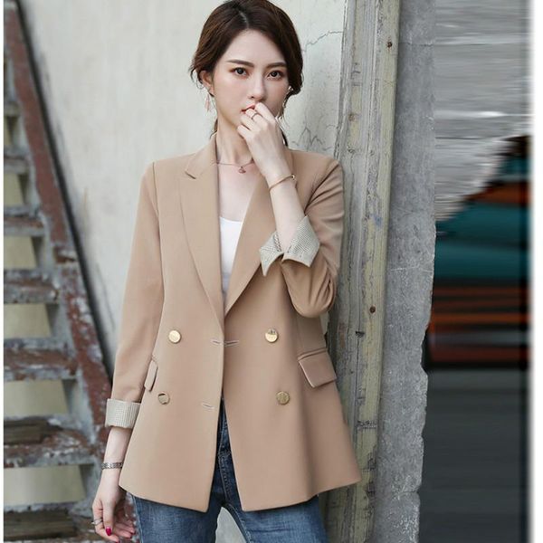 women's suits & blazers single coat 2021 autumn elegant fashion casual temperament loose wild double-breasted suit blouse, White;black
women's suits & blazers single coat 2021 autumn elegant fashion casual temperament loose wild double-breasted suit blouse, White;black