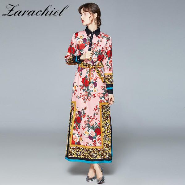 casual dresses 2021 luxury rose floral hoiday maxi dress women elegant shirt collar full sleeve flower print loose split long with belt, Black;gray
casual dresses 2021 luxury rose floral hoiday maxi dress women elegant shirt collar full sleeve flower print loose split long with belt, Black;gray