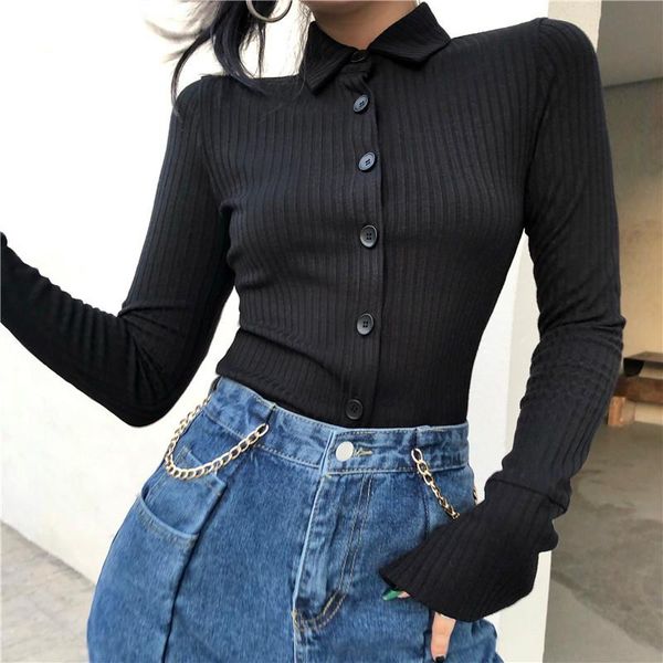 women's t-shirt dsmtrc spring casual ribbed button up long sleeve t shirts for woman basic knit tee shirt ladies turn down collar high-, White
women's t-shirt dsmtrc spring casual ribbed button up long sleeve t shirts for woman basic knit tee shirt ladies turn down collar high-, White