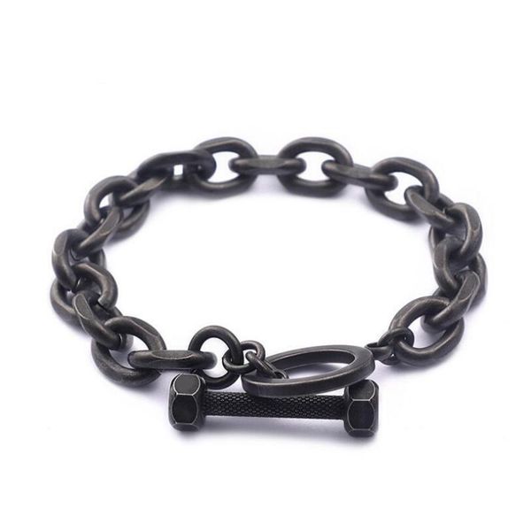 link, chain vintage oxidized dark link bracelets for men stainless steel brushed matte & wrist bracelet rock jewelry, Black
link, chain vintage oxidized dark link bracelets for men stainless steel brushed matte & wrist bracelet rock jewelry, Black