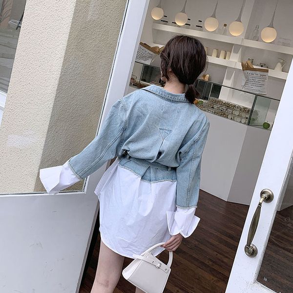 women's jackets autumn winter long denim patchwork sashes lace up outerwear jean jacket women q784, Black;brown
women's jackets autumn winter long denim patchwork sashes lace up outerwear jean jacket women q784, Black;brown