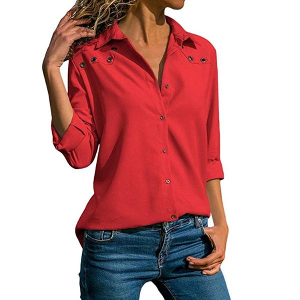 women's solid color button blouse lapel long sleeve shirt casual blusas femininas de plus size 5xl blouses & shirts, White
women's solid color button blouse lapel long sleeve shirt casual blusas femininas de plus size 5xl blouses & shirts, White