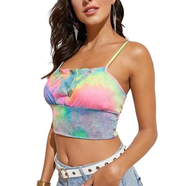 women's tanks & camis fashion women casual suspender multicolor boat neck close-fitting tie-dyed printing crop, White
women's tanks & camis fashion women casual suspender multicolor boat neck close-fitting tie-dyed printing crop, White