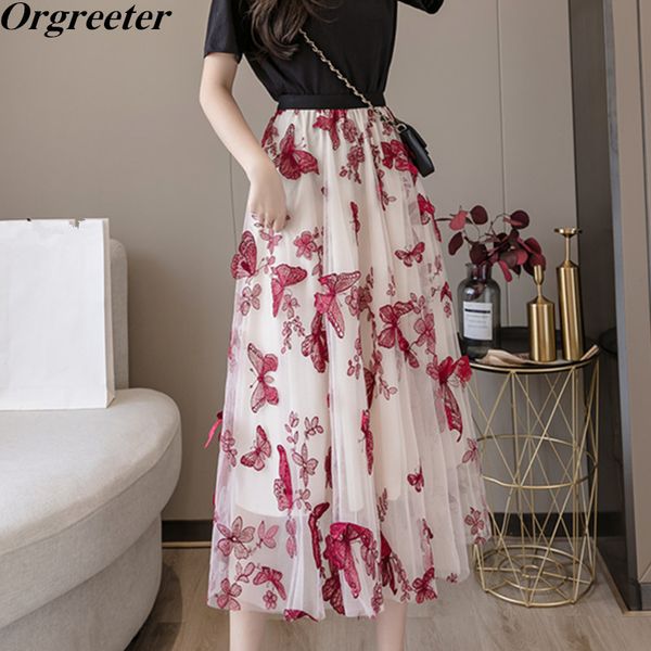 summer all-match mesh skirts 3d butterfly embroidery flowers elastic waist a-line long women 210525, Black
summer all-match mesh skirts 3d butterfly embroidery flowers elastic waist a-line long women 210525, Black