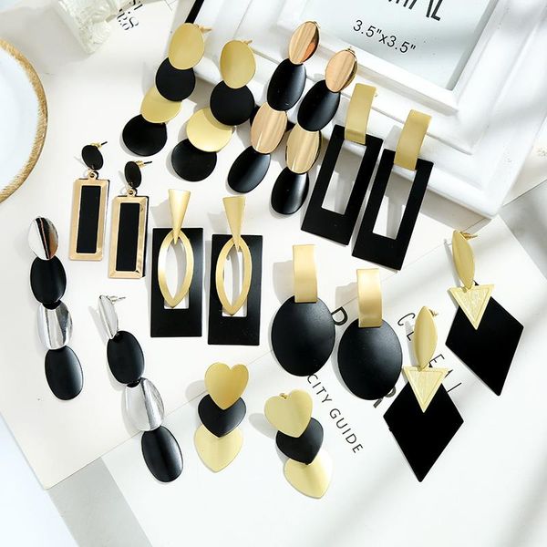 dangle & chandelier mopai geometric black gold color earrings for women gifts ol style alloy drop 2021 fashion jewelry accessories, Silver
dangle & chandelier mopai geometric black gold color earrings for women gifts ol style alloy drop 2021 fashion jewelry accessories, Silver