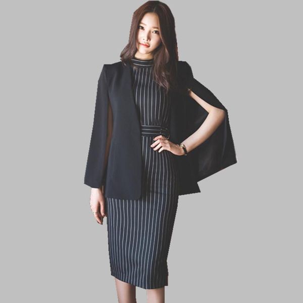 women's suits & blazers women spring fashion 2 piece sleeveless stripe dress suit business black cloak coat shawl two-piece sets belt, White;black
women's suits & blazers women spring fashion 2 piece sleeveless stripe dress suit business black cloak coat shawl two-piece sets belt, White;black