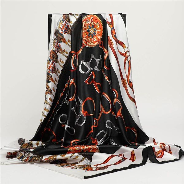 scarves 2021 luxury silk shawl satin square scarf women 90*90cm print neck tie hair band bag foulard muslim headscarves wraps hijab, Blue;gray
scarves 2021 luxury silk shawl satin square scarf women 90*90cm print neck tie hair band bag foulard muslim headscarves wraps hijab, Blue;gray