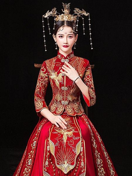 women's outdoor dress toast 2021 wedding female bride chinese style red pleated xiuhe clothing ethnic
women's outdoor dress toast 2021 wedding female bride chinese style red pleated xiuhe clothing ethnic