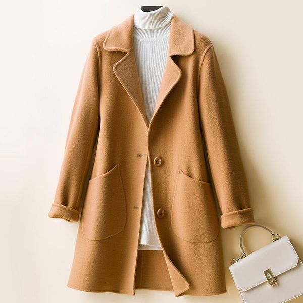 women's wool & blends 100% pure coat suit collar long cardigan winter casual thick warm large size female jacket, Black
women's wool & blends 100% pure coat suit collar long cardigan winter casual thick warm large size female jacket, Black