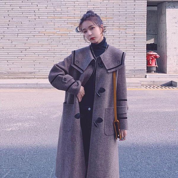 women's wool & blends women 2021 vintage long sleeve woolen coats female fashion thick plaid coat ladies streetwear elegant oversize ja, Black
women's wool & blends women 2021 vintage long sleeve woolen coats female fashion thick plaid coat ladies streetwear elegant oversize ja, Black