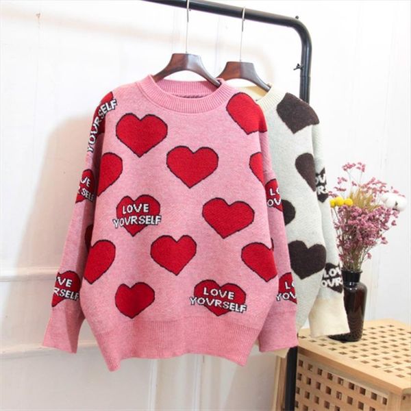women oversized autumn pullovers sweet womens sweaters heart letters printed pull jumpers long sleeve o neck pink streetwear knit, White;black
women oversized autumn pullovers sweet womens sweaters heart letters printed pull jumpers long sleeve o neck pink streetwear knit, White;black