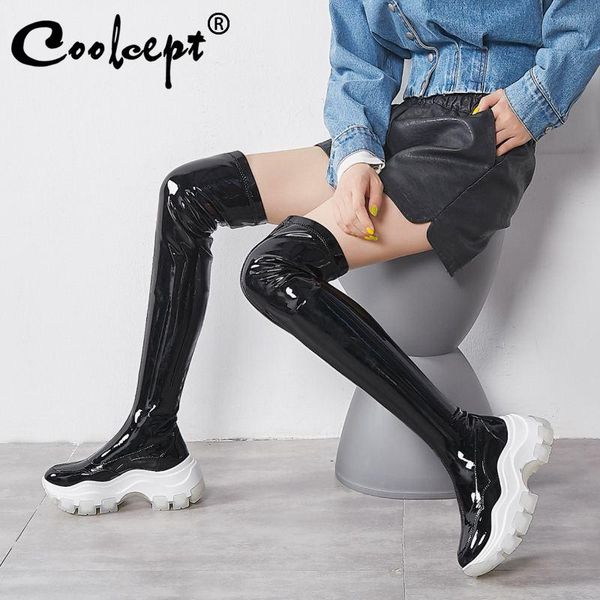 boots coolcept thigh high genuine leather quality winter shoes women warm fur thick bottom casual size 34-39, Black
boots coolcept thigh high genuine leather quality winter shoes women warm fur thick bottom casual size 34-39, Black