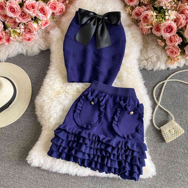 bow strapless knitted summer 2 piece sets sweet retro ruffles ball gown pleated skirts mini matching dress chic 210429, White
bow strapless knitted summer 2 piece sets sweet retro ruffles ball gown pleated skirts mini matching dress chic 210429, White