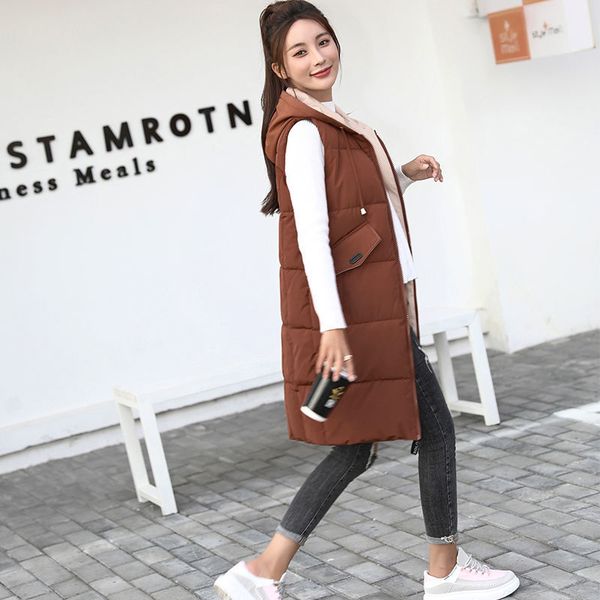 padded long vest women waistcoats tank contrast color pockets sleeveless warm cotton lining hooded outerwear clothing spring, Black;white
padded long vest women waistcoats tank contrast color pockets sleeveless warm cotton lining hooded outerwear clothing spring, Black;white