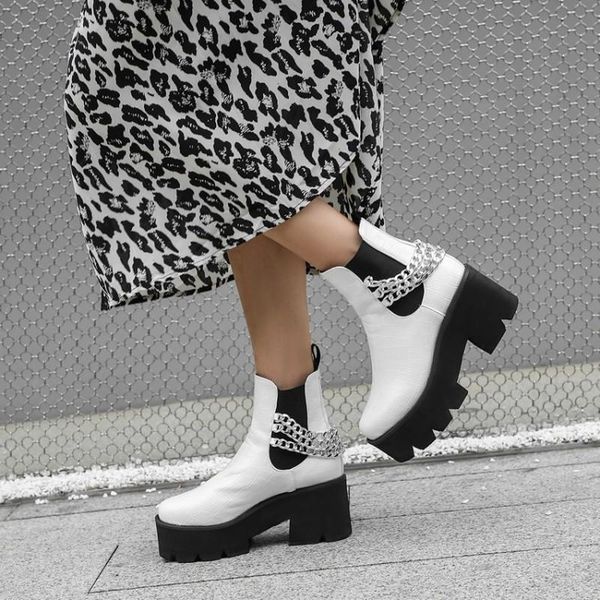 boots patent leather round toe winter thick bottom high heels ankle women black metal chain female platform shoes
boots patent leather round toe winter thick bottom high heels ankle women black metal chain female platform shoes
