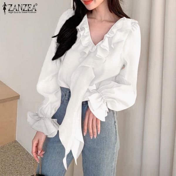 women's blouses & shirts 2022 women elegant ruffles blouse summer v neck long sleeve shirt casual flounce bows solid work ol blu, White
women's blouses & shirts 2022 women elegant ruffles blouse summer v neck long sleeve shirt casual flounce bows solid work ol blu, White