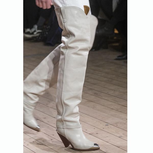 boots women high-heeled spike heels pointed-toe women's shoes personality iron head white genuine leather over-the-knee, Black
boots women high-heeled spike heels pointed-toe women's shoes personality iron head white genuine leather over-the-knee, Black