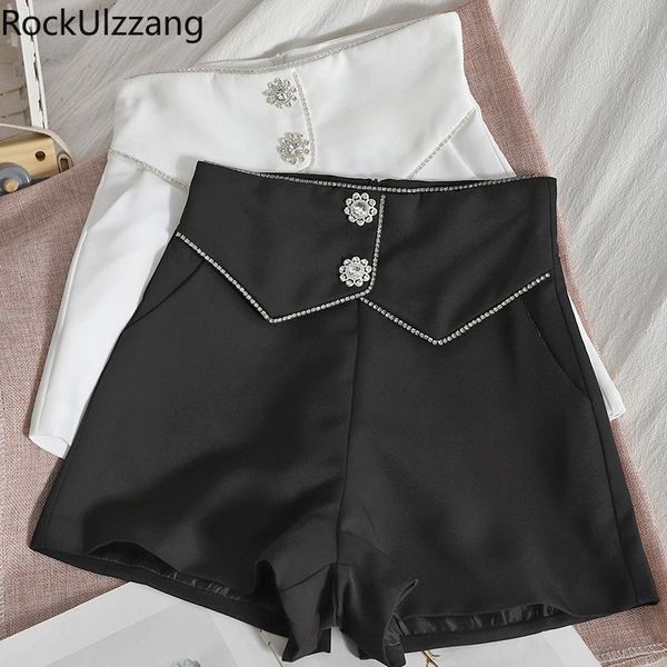 women's shorts high waist crystal rhinestone diamond front single breasted button luxury short women fashion summer plus size office ko, White;black
women's shorts high waist crystal rhinestone diamond front single breasted button luxury short women fashion summer plus size office ko, White;black