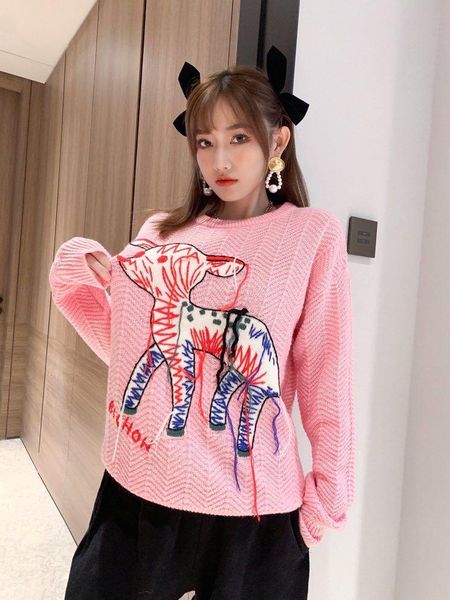 women's sweaters fashion bk11355 2021 runway luxury european design party style clothing, White;black
women's sweaters fashion bk11355 2021 runway luxury european design party style clothing, White;black
