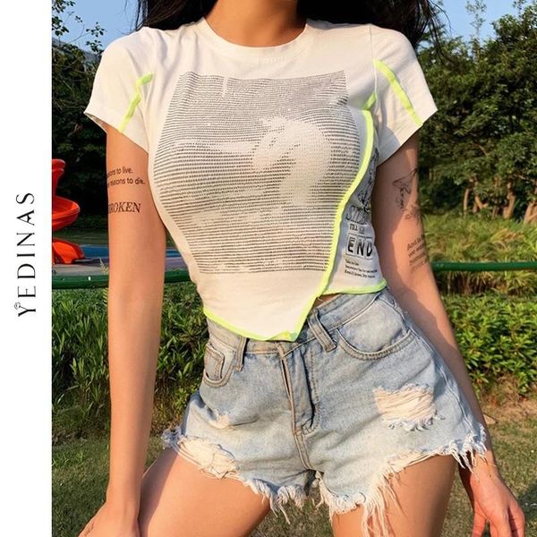 women's t-shirt yedinas summer t shirt womens casual letter print t-shirts slim short sleeve crop streetwear irregular chic tee, White
women's t-shirt yedinas summer t shirt womens casual letter print t-shirts slim short sleeve crop streetwear irregular chic tee, White