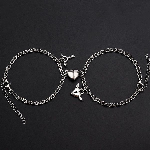 charm bracelets 2pcs/pair heart shaped magnet attraction bracelet for couples stainless steel angel wing lock men's women's jewelr, Golden;silver
charm bracelets 2pcs/pair heart shaped magnet attraction bracelet for couples stainless steel angel wing lock men's women's jewelr, Golden;silver