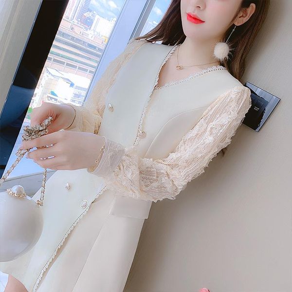 patchwork women one-piece dress korean spring full lace solid lantern sleeve double breasted v-neck dresses 1242 casual, Black;gray
patchwork women one-piece dress korean spring full lace solid lantern sleeve double breasted v-neck dresses 1242 casual, Black;gray