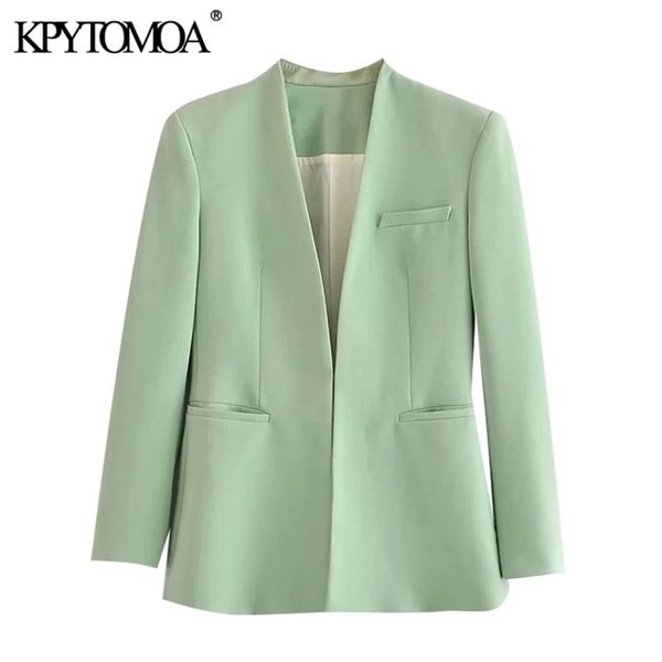 kpytomoa women fashion office wear collarless blazer coat vintage long sleeve welt pockets female outerwear chic veste 211006, White;black
kpytomoa women fashion office wear collarless blazer coat vintage long sleeve welt pockets female outerwear chic veste 211006, White;black