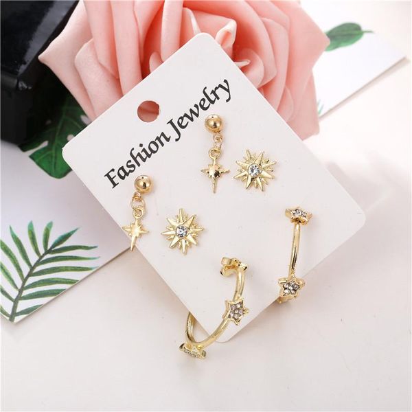 3pairs/set rhinestone star stud earrings circle gold colors women girl crystal earring set 2021 party wedding jewelry, Golden;silver
3pairs/set rhinestone star stud earrings circle gold colors women girl crystal earring set 2021 party wedding jewelry, Golden;silver