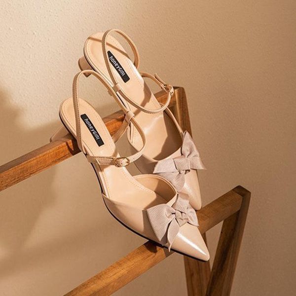 high heeled shoes spring and summer 2021 pointed baotou thin sandals, Black