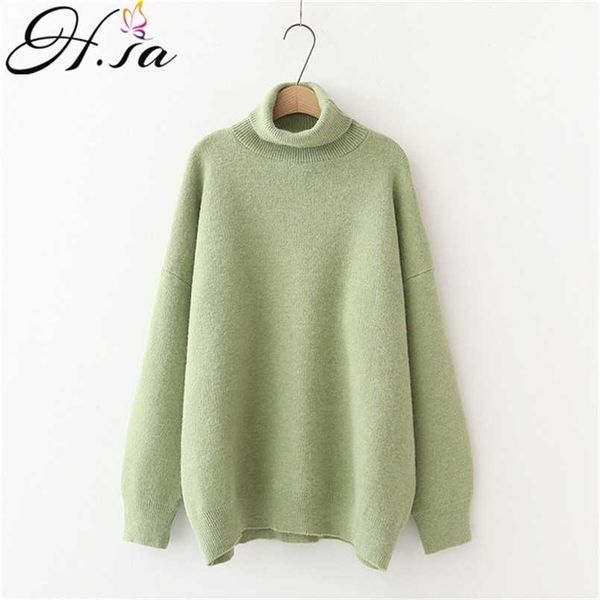 h.sa women's turtleneck sweaters thick warm pullover cashmere jumper soft oversized knitwear sweater korean women jumpers 211103, White;black
h.sa women's turtleneck sweaters thick warm pullover cashmere jumper soft oversized knitwear sweater korean women jumpers 211103, White;black