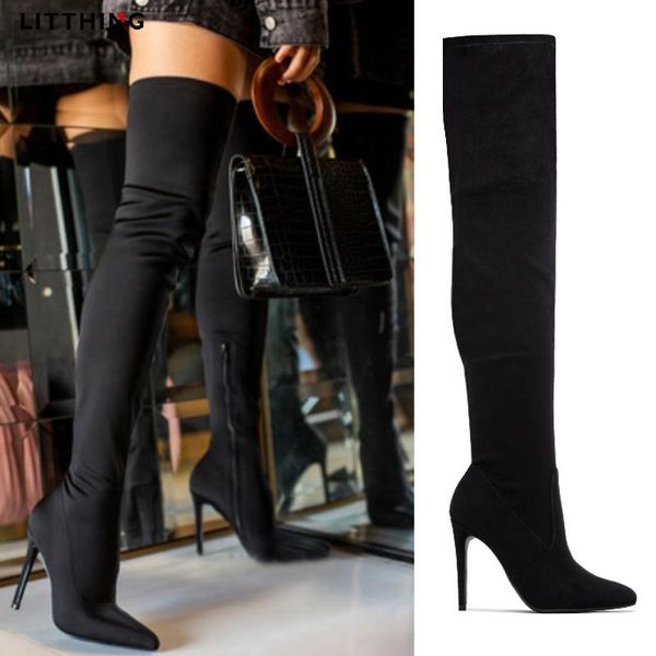 boots litthing winter women's knee-high warm side zipper suede shoes for women pointed toe elastic stretch female, Black
boots litthing winter women's knee-high warm side zipper suede shoes for women pointed toe elastic stretch female, Black