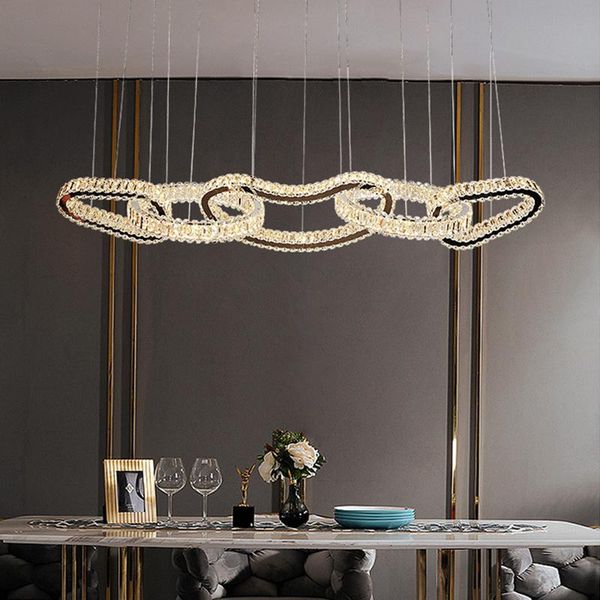 pendant lamps crystal dining room lamp modern light luxury high-end villa rectangular table stainless steel bar chandelier
pendant lamps crystal dining room lamp modern light luxury high-end villa rectangular table stainless steel bar chandelier