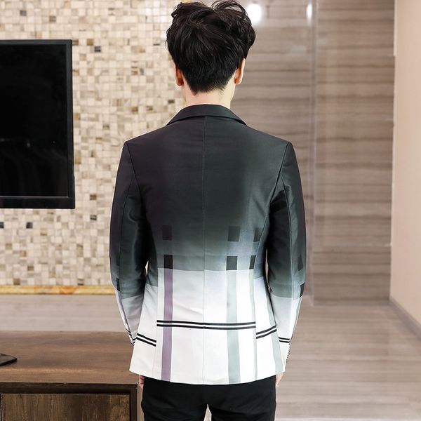 luxury small suit men leisure korean version slim handsome gradient color lattice barber night suit mens coat trend, White;black
luxury small suit men leisure korean version slim handsome gradient color lattice barber night suit mens coat trend, White;black