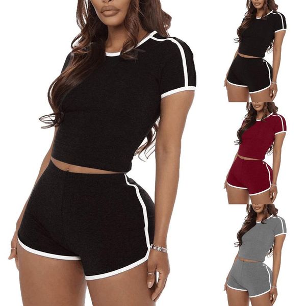 women's tracksuits two piece sets women solid summer high waist stretchy sportswear crop and short 2 outfits, Gray
women's tracksuits two piece sets women solid summer high waist stretchy sportswear crop and short 2 outfits, Gray