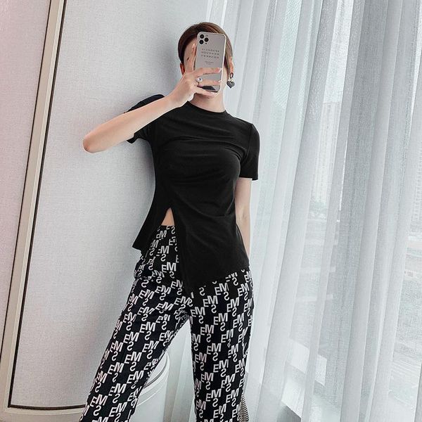 women's two piece pants fashion office lady letter high waist long pant and black slim asymmetrical tshirt 2 set women suit elegant, White
women's two piece pants fashion office lady letter high waist long pant and black slim asymmetrical tshirt 2 set women suit elegant, White