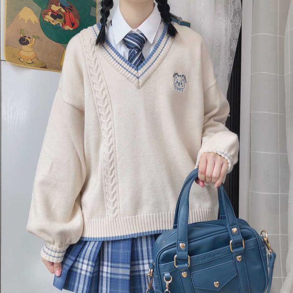 women's sweaters harajuku cashmere v neck sweater women vintage kawaii long sleeve school uniform pullover girl cute blue pink kni, White;black
women's sweaters harajuku cashmere v neck sweater women vintage kawaii long sleeve school uniform pullover girl cute blue pink kni, White;black