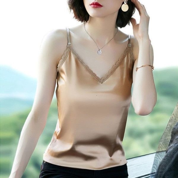 women's tanks & camis tank for women summer basic plus size lace satin silk spaghetti strap female elegant v neck blouse, White
women's tanks & camis tank for women summer basic plus size lace satin silk spaghetti strap female elegant v neck blouse, White