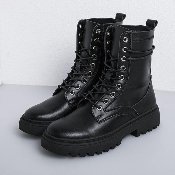 boots autumn / winter women's shoes british leather square heel flat bottomed high top, Black
boots autumn / winter women's shoes british leather square heel flat bottomed high top, Black