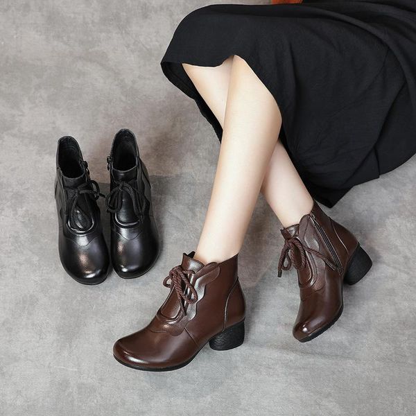 boots autumn and winter 2021 leather short thick heel lace up national style retro middle aged cotton, Black
boots autumn and winter 2021 leather short thick heel lace up national style retro middle aged cotton, Black