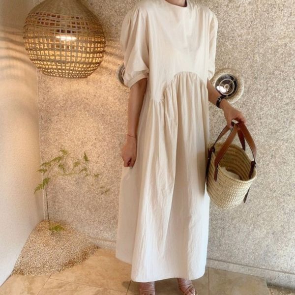 women khaki vintage big size casual pleated long dress round neck short puff sleeve loose fashion summer 2f0479 210510, Black;gray
women khaki vintage big size casual pleated long dress round neck short puff sleeve loose fashion summer 2f0479 210510, Black;gray