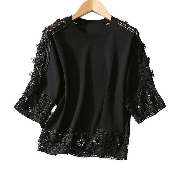 women's sweaters women sweater 2021 summer fashion crochet lace 3/4 sleeves loose temperament white cutout top, White;black
women's sweaters women sweater 2021 summer fashion crochet lace 3/4 sleeves loose temperament white cutout top, White;black