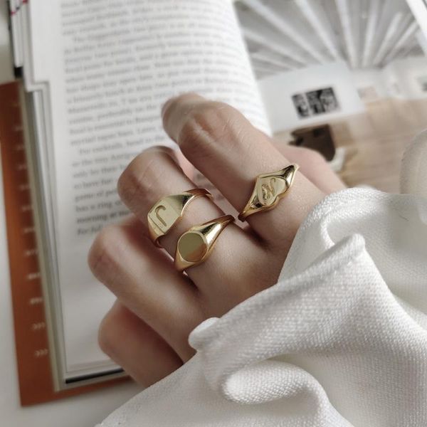 cluster rings 1pc authentic s925 sterling silver fine jewelry golds glossy smooth surface letter engraved ring adjust tlj540, Golden;silver
cluster rings 1pc authentic s925 sterling silver fine jewelry golds glossy smooth surface letter engraved ring adjust tlj540, Golden;silver