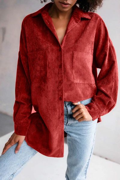 women's blouses & shirts women corduroy button turn-down collar casual clothing loose shirt female, White
women's blouses & shirts women corduroy button turn-down collar casual clothing loose shirt female, White