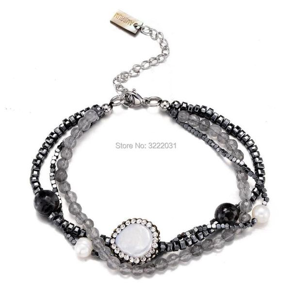 charm bracelets multi layer natural freshwater pearls bracelet with stone beaded stainless steel women unique hematite, Golden;silver
charm bracelets multi layer natural freshwater pearls bracelet with stone beaded stainless steel women unique hematite, Golden;silver