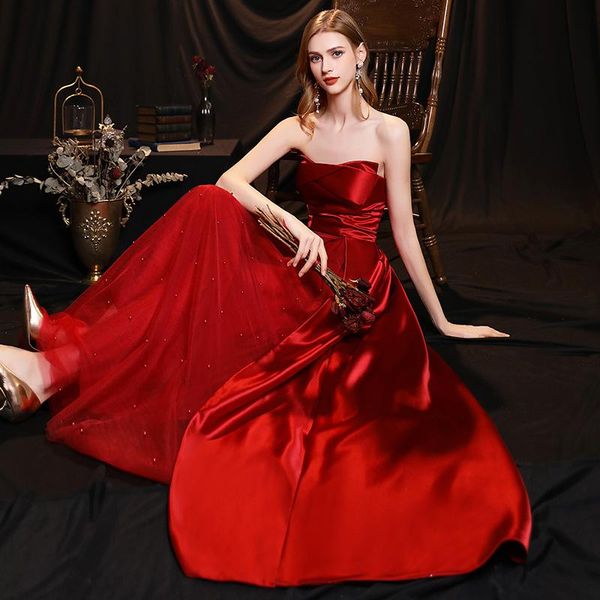 party dresses satin wine red evening strapless a-line vintage ruched simple formal pageant celebrity prom gowns elegant 2021, White;black
party dresses satin wine red evening strapless a-line vintage ruched simple formal pageant celebrity prom gowns elegant 2021, White;black